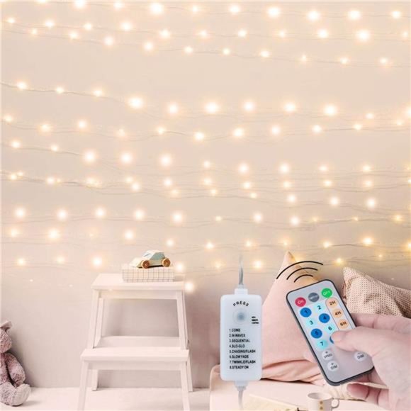 USB Fairy String Lights w/ Remote + Power Adapter 66 Feet 200 Led Firefly Lights - Picture 1 of 6